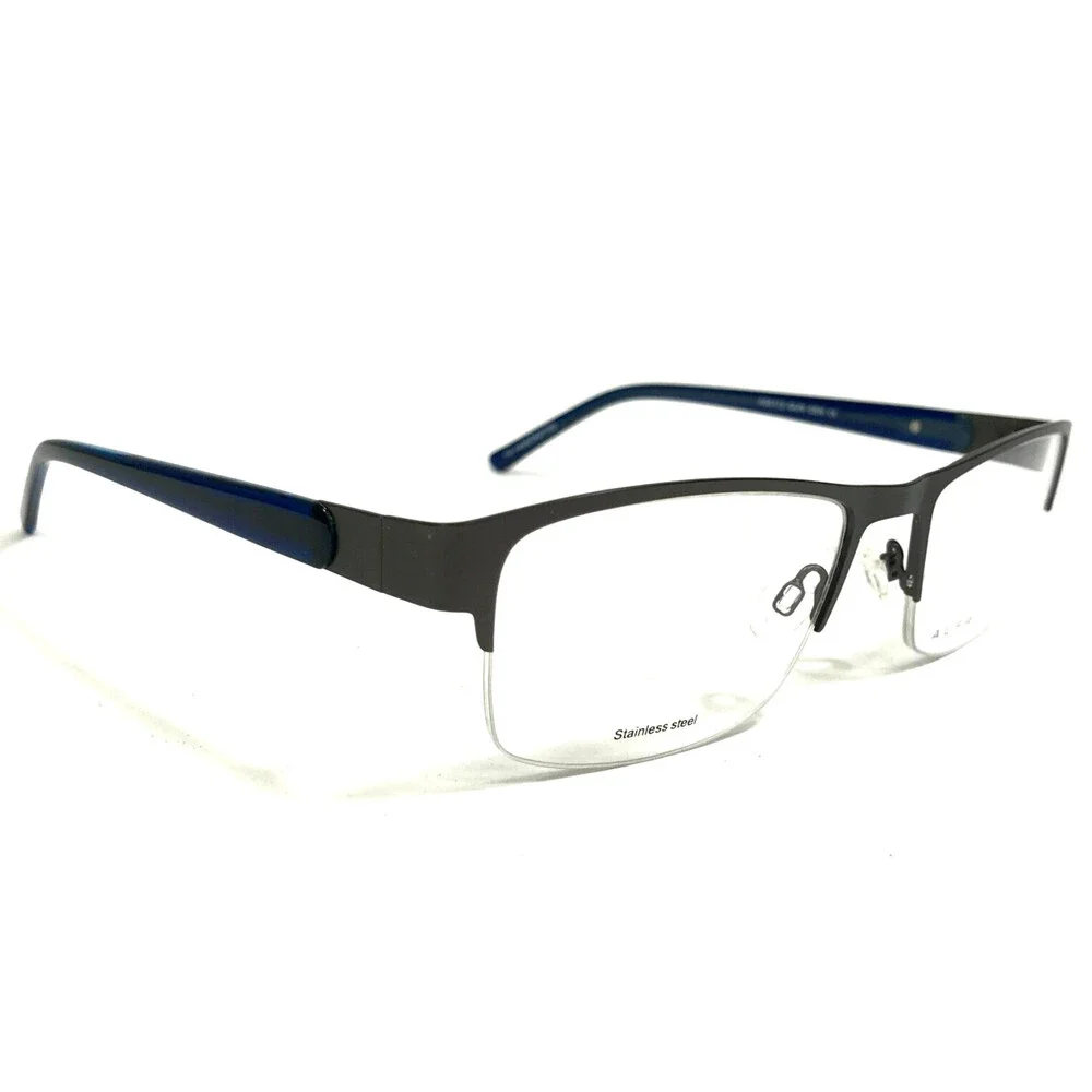 Alfred Sung Eyeglasses Frames AS5112 GUN CEN Rectangular Half Rim 55-19-140